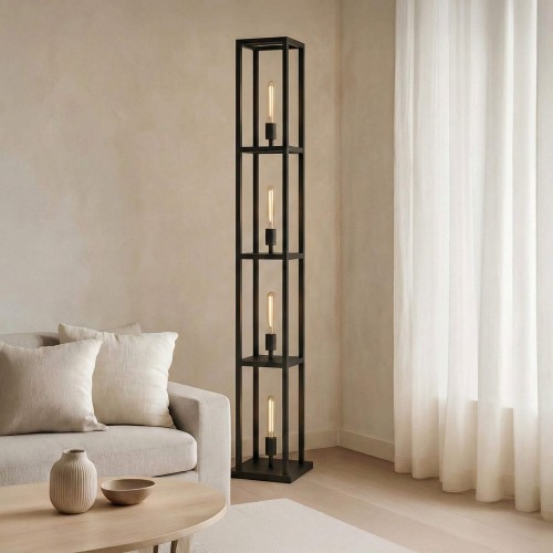 Lampe sur pied de salon en métal avec éclairage LED style industriel - Strukt