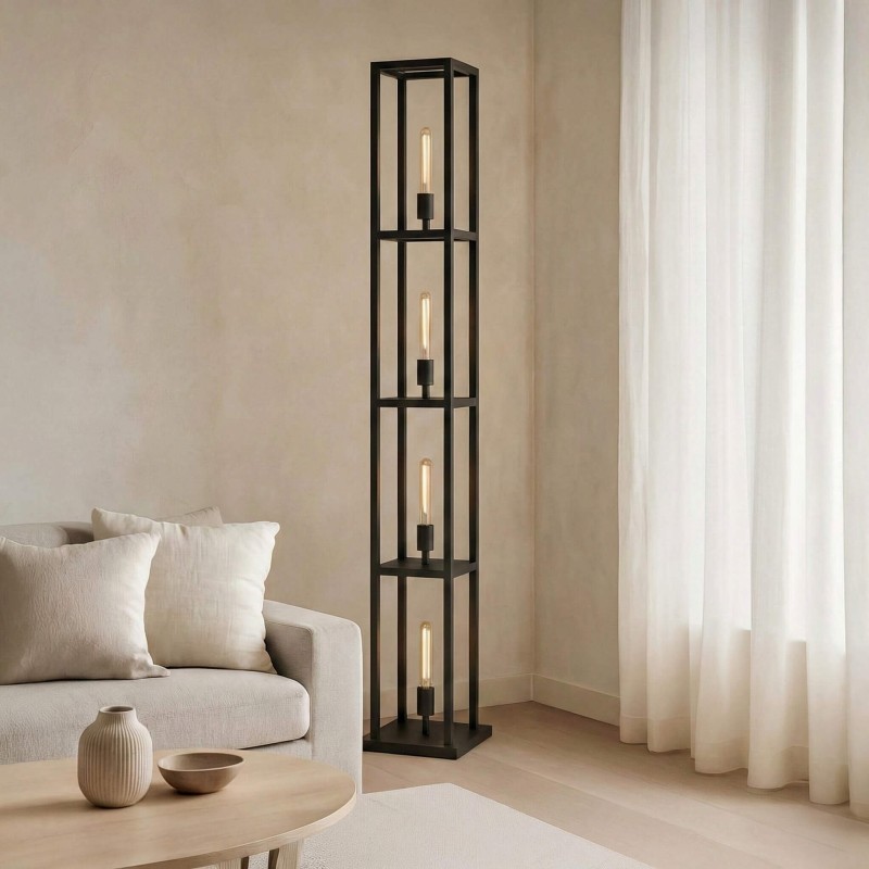 Lampe sur pied de salon en métal avec éclairage LED style industriel - Strukt