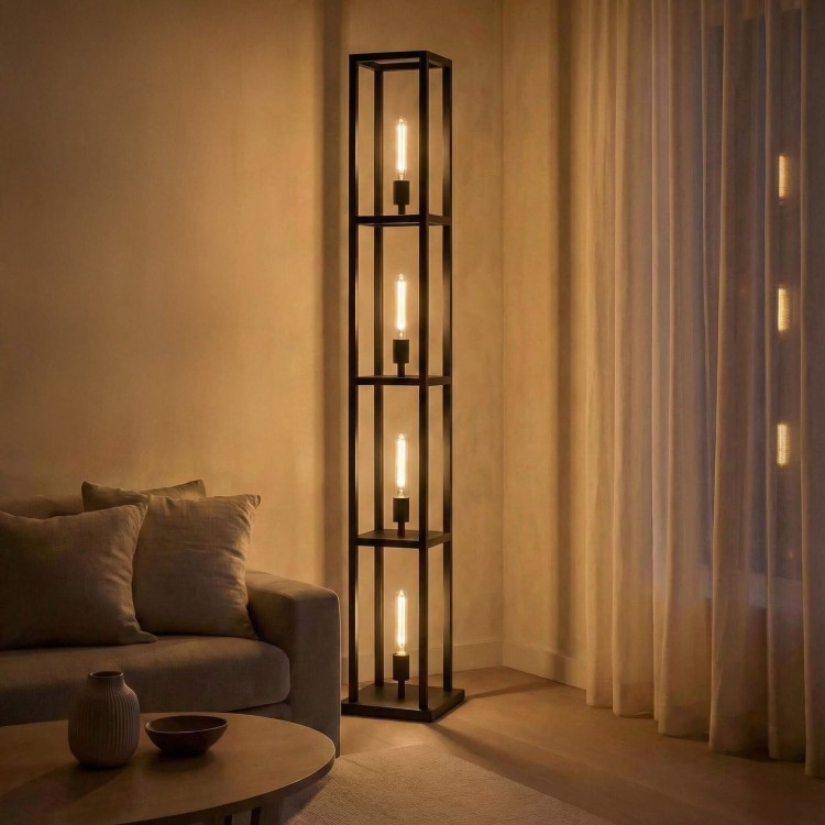 Lampe sur pied de salon en métal avec éclairage LED style industriel - Strukt