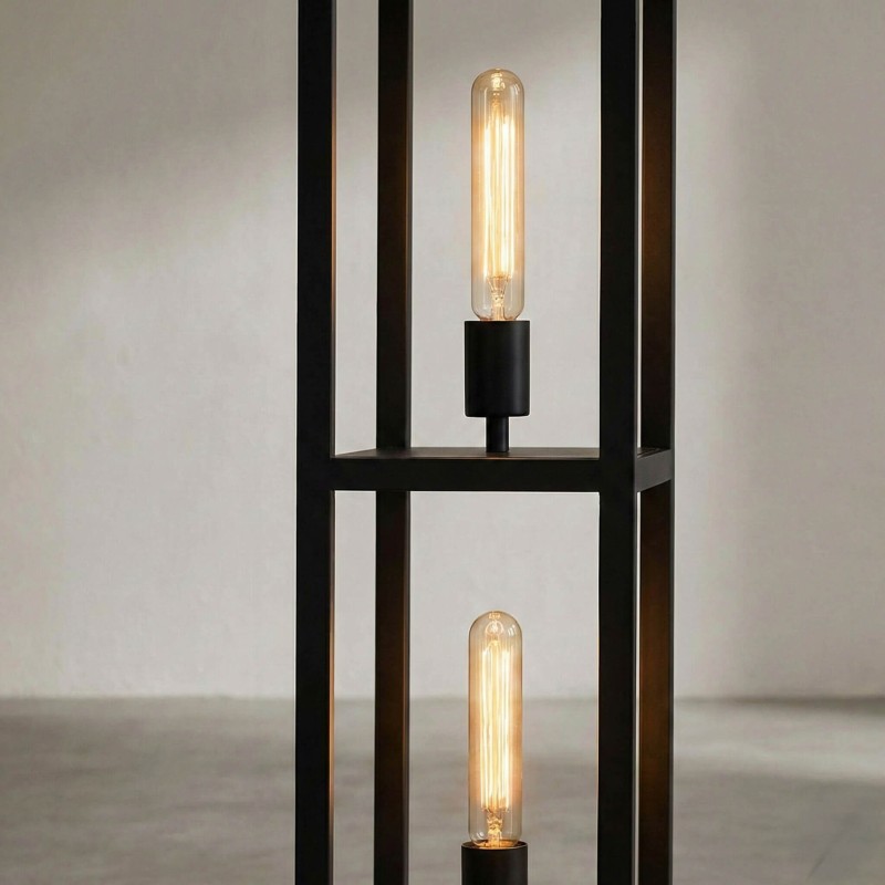 Lampe sur pied de salon en métal avec éclairage LED style industriel - Strukt