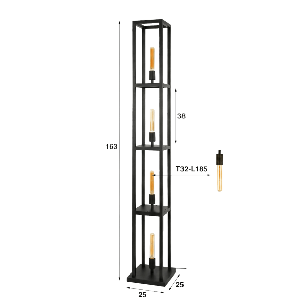 Lampe sur pied de salon en métal avec éclairage LED style industriel - Strukt