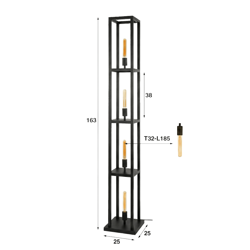 Lampe sur pied de salon en métal avec éclairage LED style industriel - Strukt