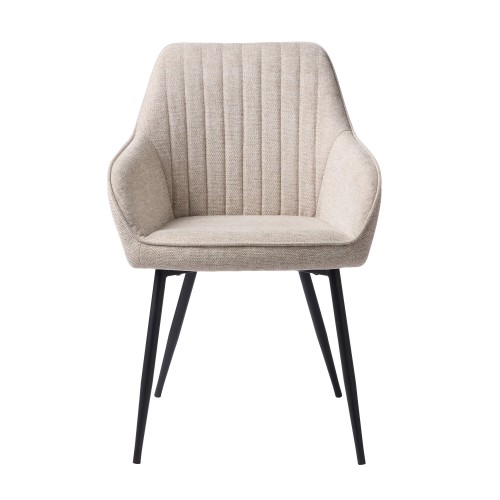 Chaise de salle à manger en tissu couleur sable - Nolan Stripe