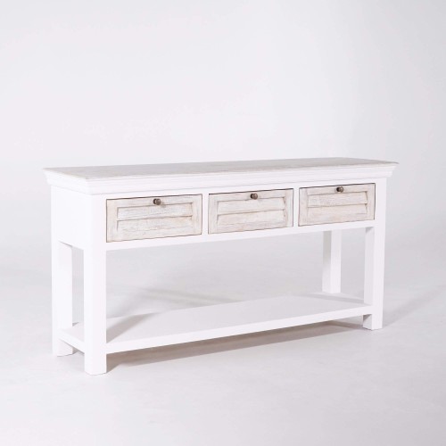 Console d'entrée en bois massif blanc - Sea side