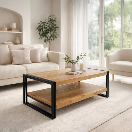 Table de salon en bois massif et métal - Liverpool