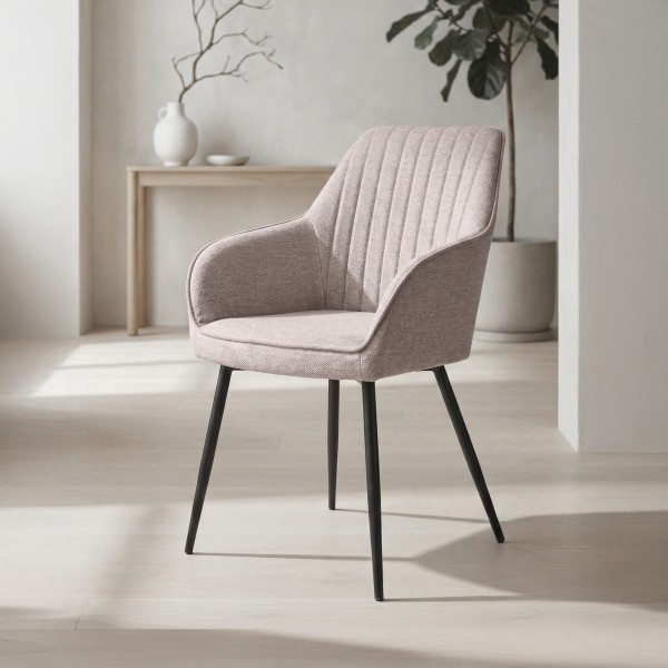 Chaise de salle à manger en tissu couleur sable - Nolan Stripe