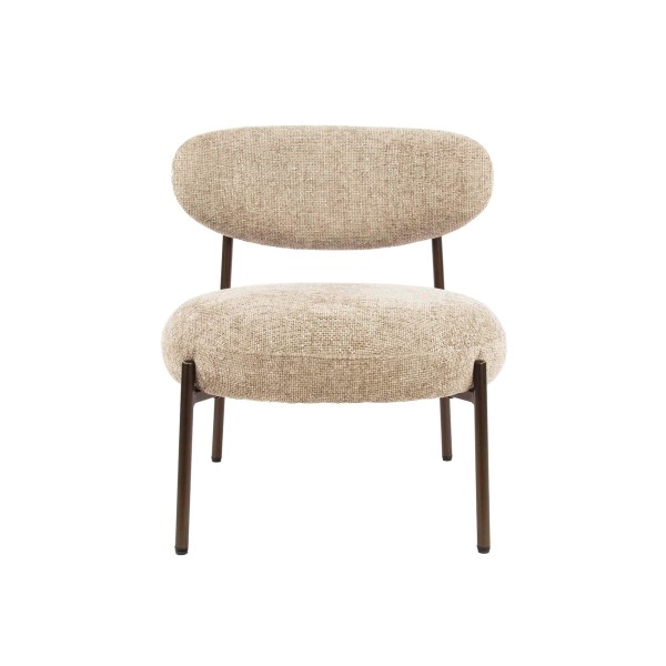 Fauteuil lounge de salon en tissu bouclette et pieds métal - Mellow