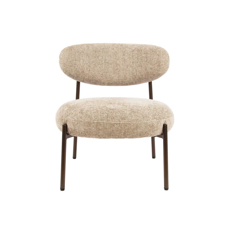 Fauteuil lounge de salon en tissu bouclette et pieds métal - Mellow