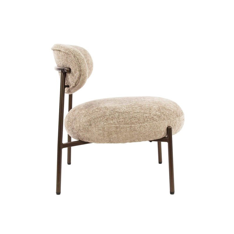 Fauteuil lounge de salon en tissu bouclette et pieds métal - Mellow