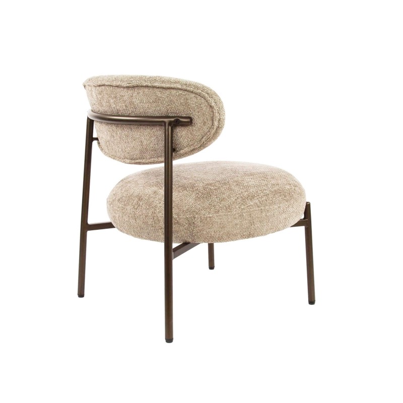 Fauteuil lounge de salon en tissu bouclette et pieds métal - Mellow