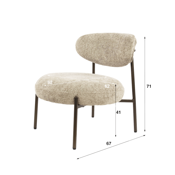 Fauteuil lounge de salon en tissu bouclette et pieds métal - Mellow