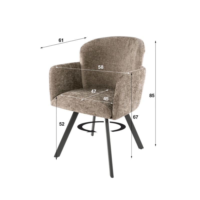 Fauteuil pivotant confortable pour salle à manger - Navi