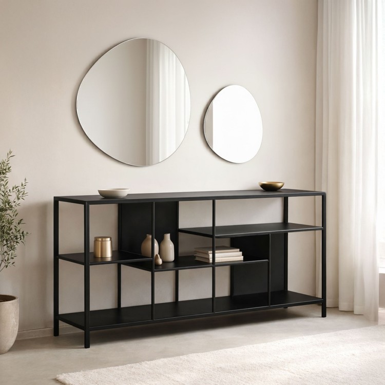 Étagère en métal noir 140 x 75 cm - New York