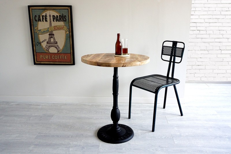 Table restaurant ronde industrielle bistrot 60 cm