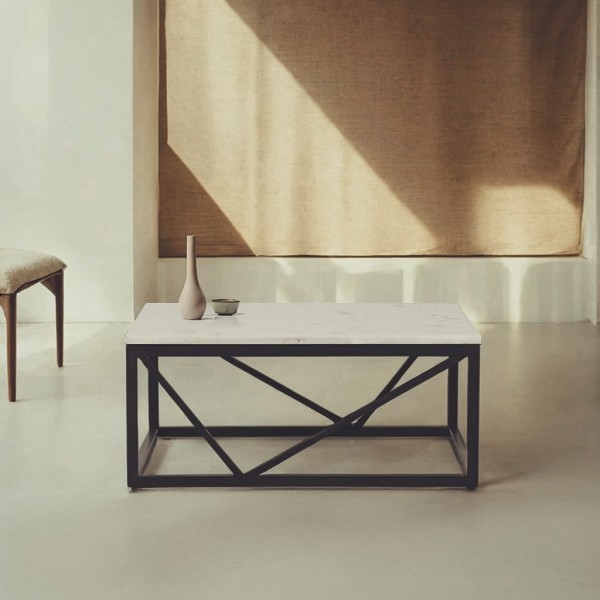 Table basse carrée en marbre blanc - Verona