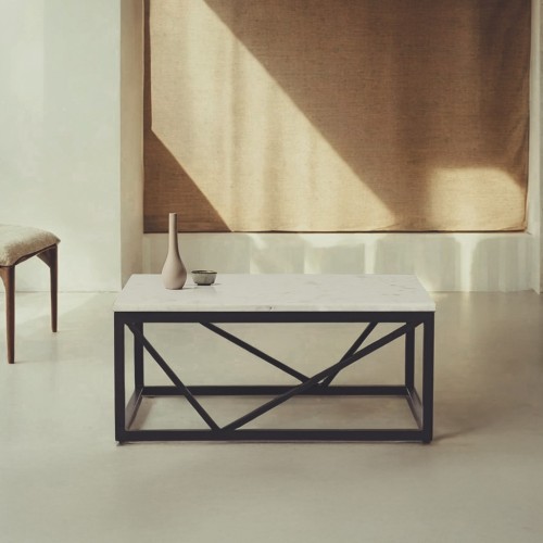 Table basse carrée en marbre blanc - Verona