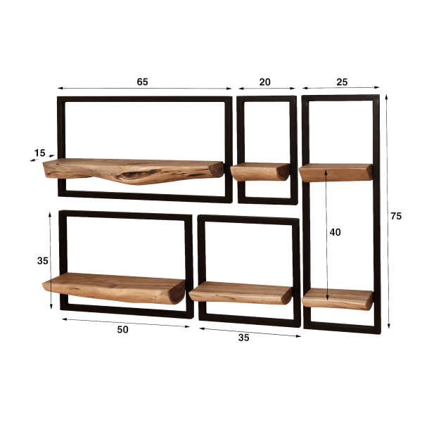 Etagère industrielle bois et métal (lot de 5) - Frame