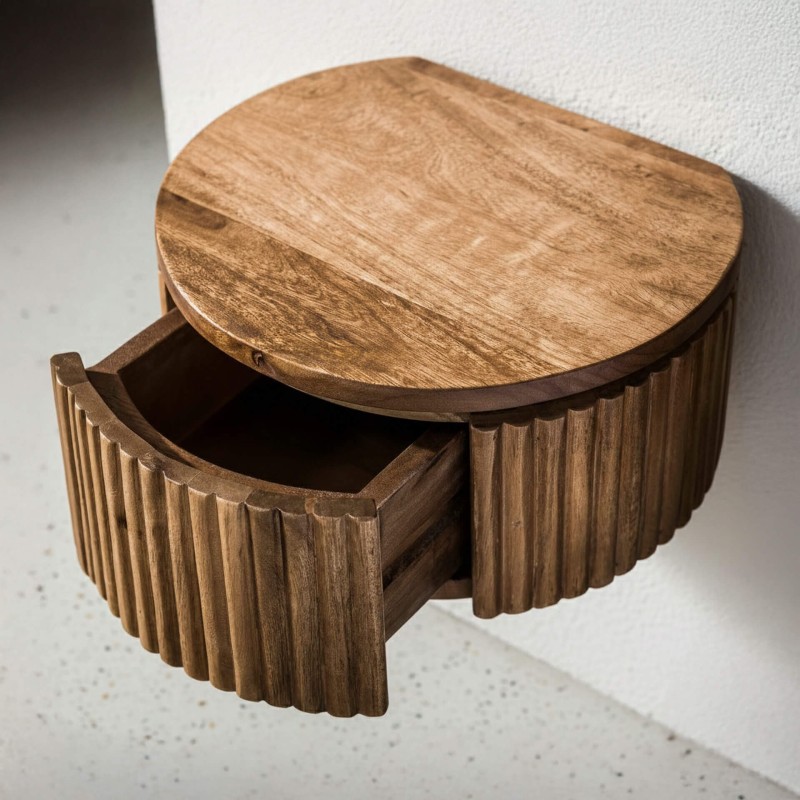 Table de chevet à suspendre en bois naturel avec tiroir - Kent