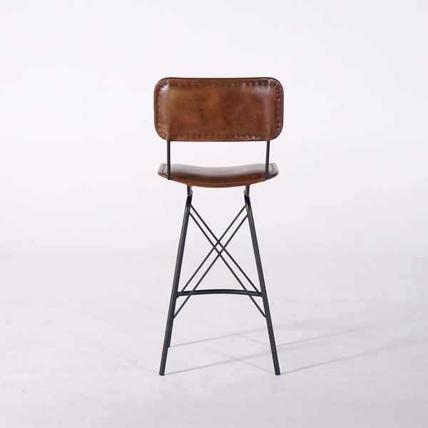 Chaise de bar en cuir marron design