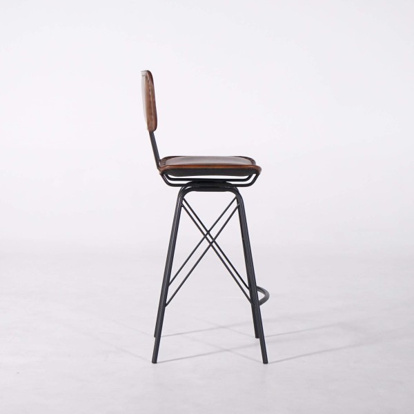Chaise de bar en cuir marron design