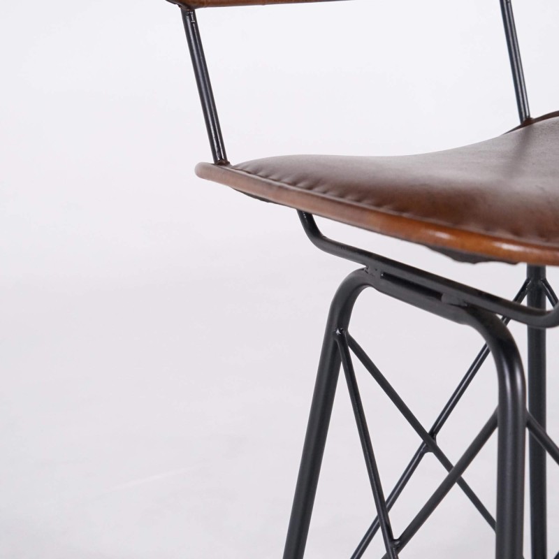 Chaise de bar en cuir marron design