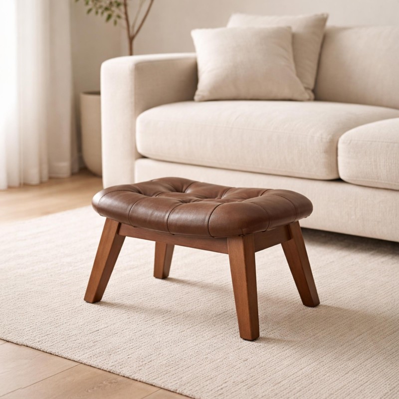 Tabouret d’appoint en cuir - Plaza