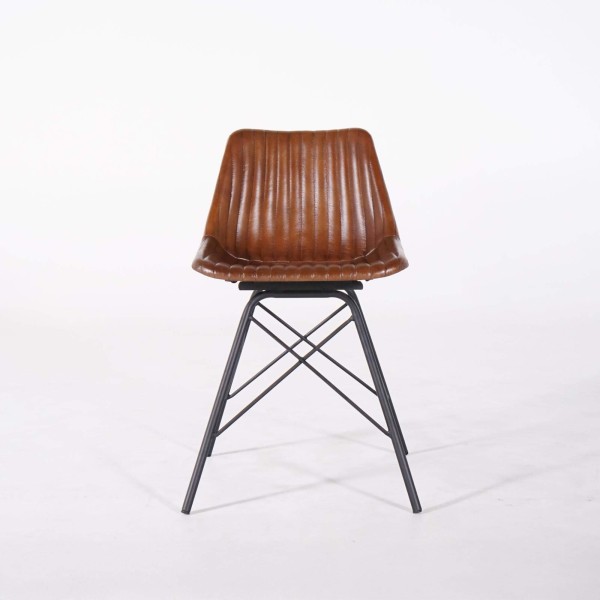 Chaise en cuir marron - Chelsea