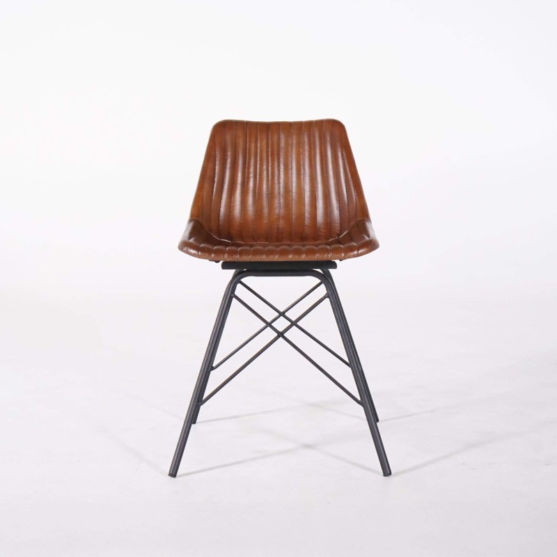 Chaise en cuir marron - Chelsea