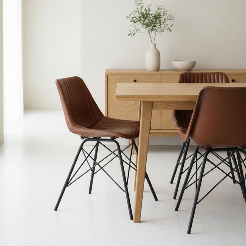 Chaise en cuir marron - Chelsea