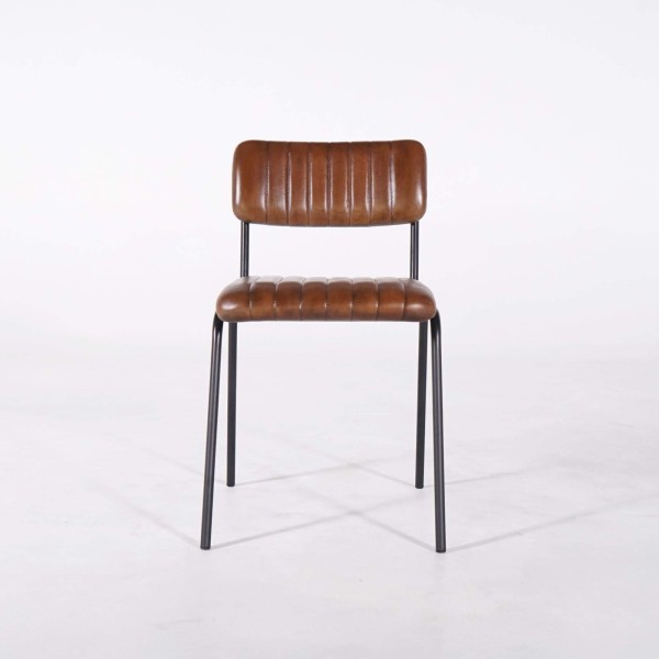 Chaise en métal et cuir naturel - Prati