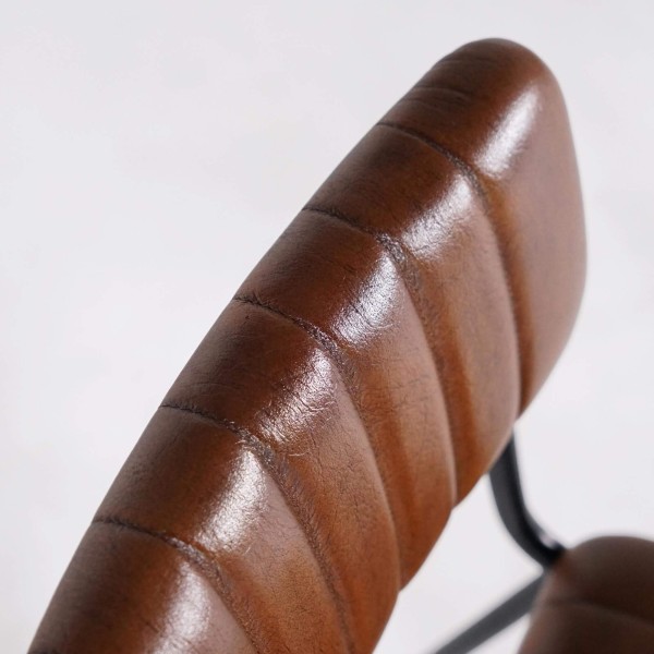 Chaise en métal et cuir naturel - Prati