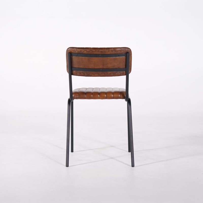 Chaise en métal et cuir naturel - Prati