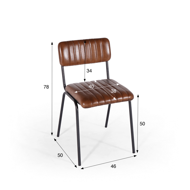 Chaise en métal et cuir naturel - Prati