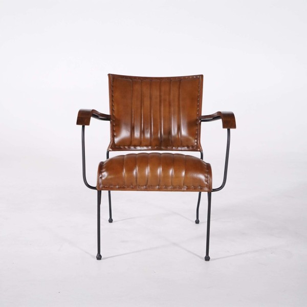 Fauteuil vintage en cuir marron 1 place - Cosy