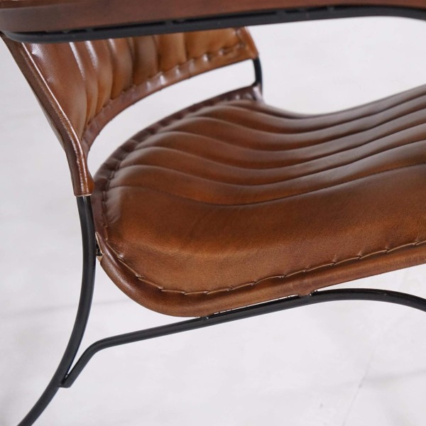 Fauteuil vintage en cuir marron 1 place - Cosy