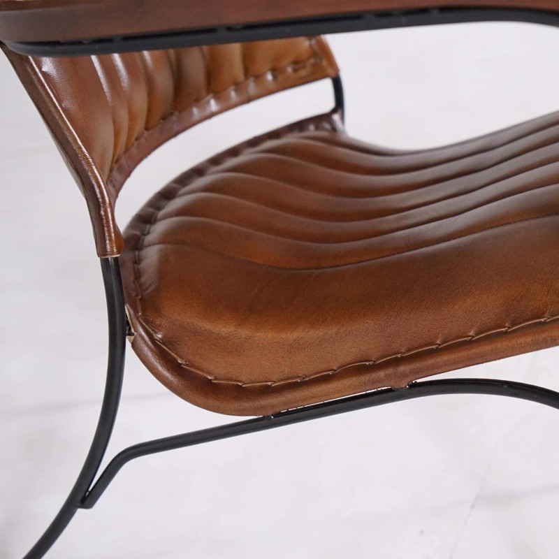 Fauteuil vintage en cuir marron 1 place - Cosy