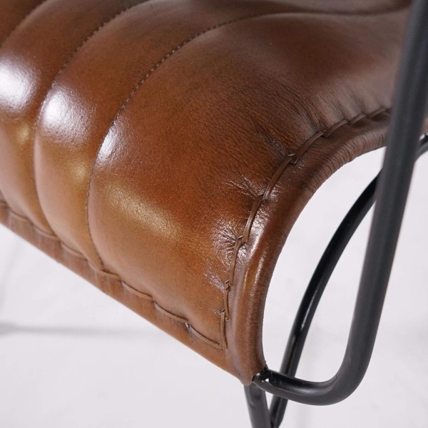 Fauteuil vintage en cuir marron 1 place - Cosy
