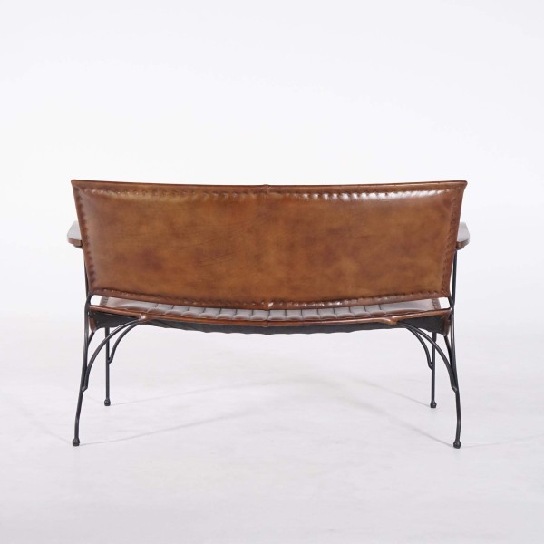 Fauteuil vintage en cuir marron 3 places - Cosy