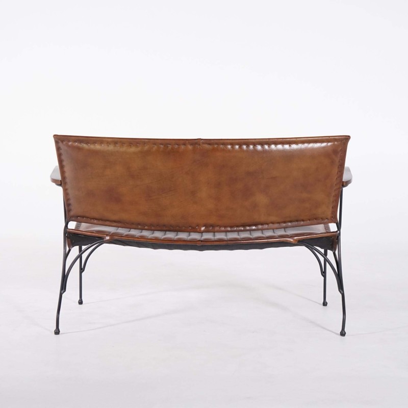 Fauteuil vintage en cuir marron 3 places - Cosy