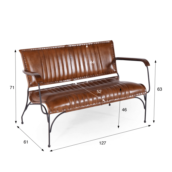 Fauteuil vintage en cuir marron 3 places - Cosy