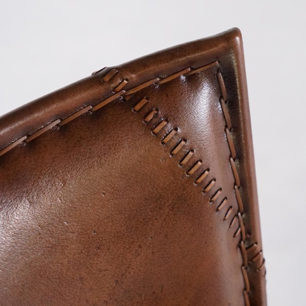 Chaise haute de cuisine vintage métal et cuir - Smart