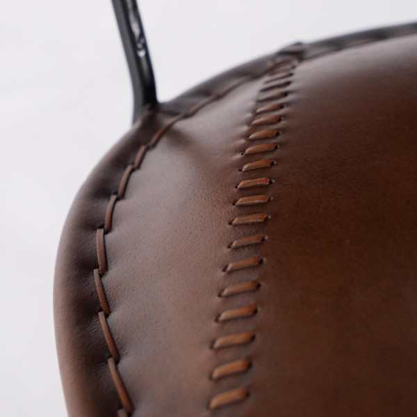 Chaise haute de cuisine vintage métal et cuir - Smart