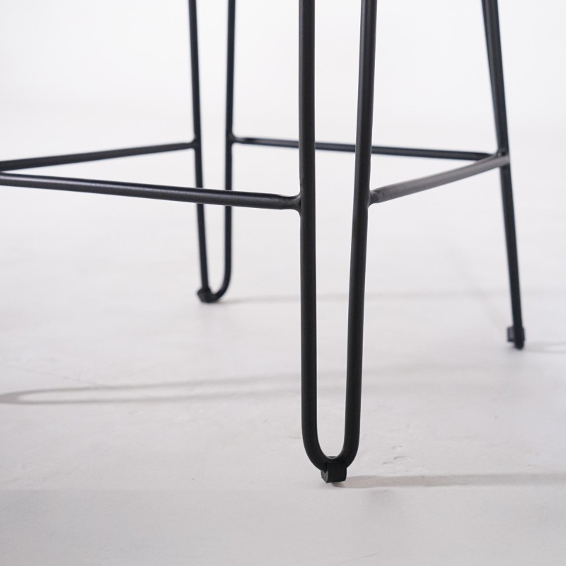 Chaise haute de cuisine vintage métal et cuir - Smart