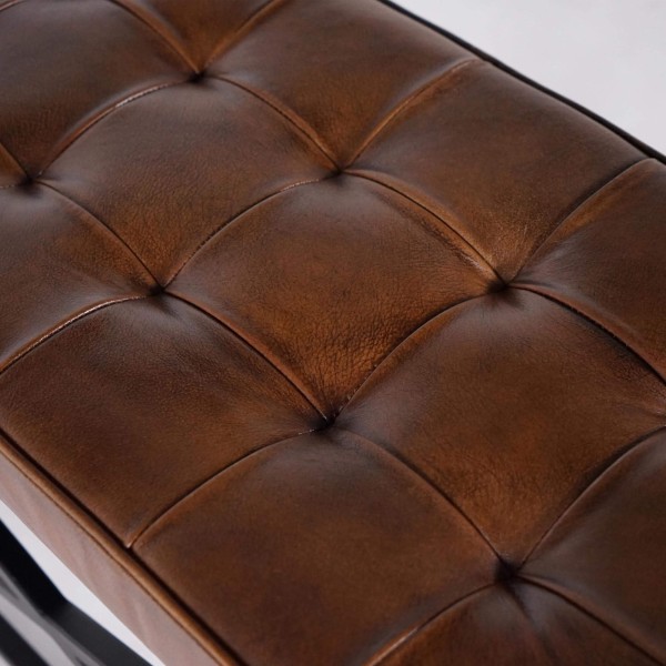 Banc en cuir naturel et métal - Clay