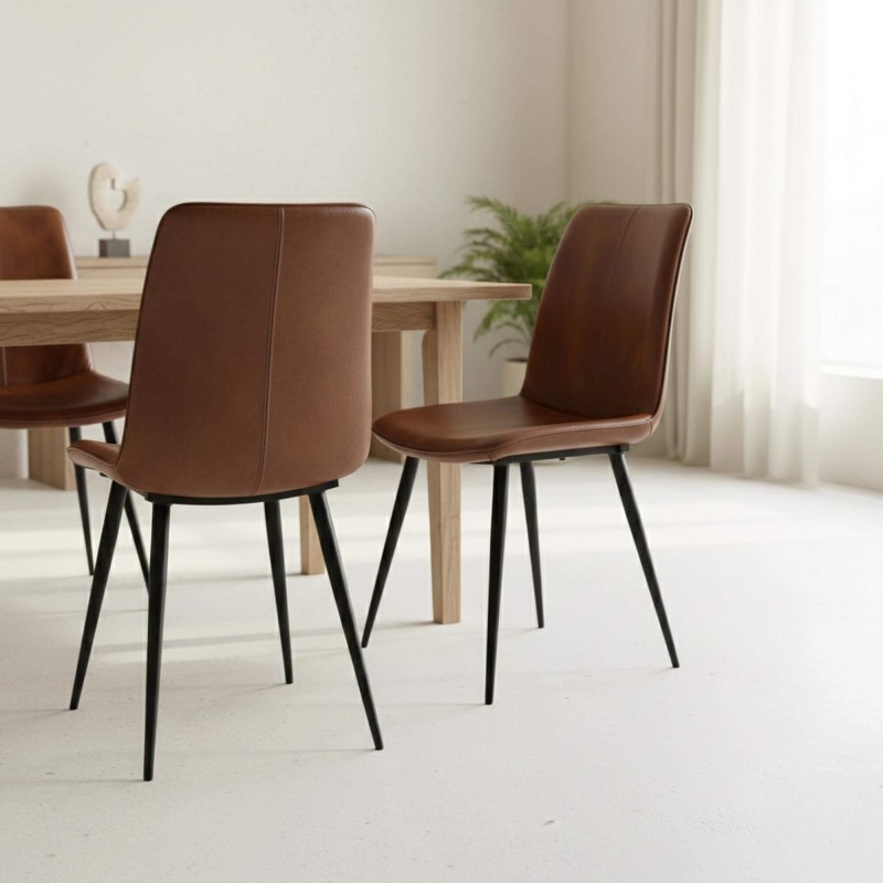 Chaise vintage en cuir marron - Dock