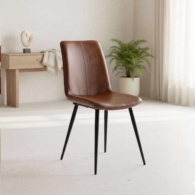 Chaise vintage en cuir marron - Dock