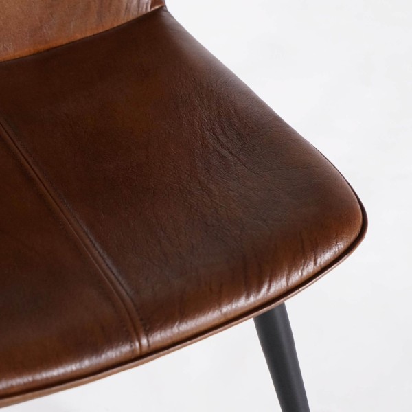 Chaise vintage en cuir marron - Dock