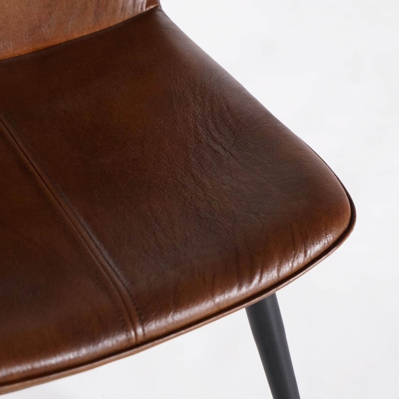 Chaise vintage en cuir marron - Dock