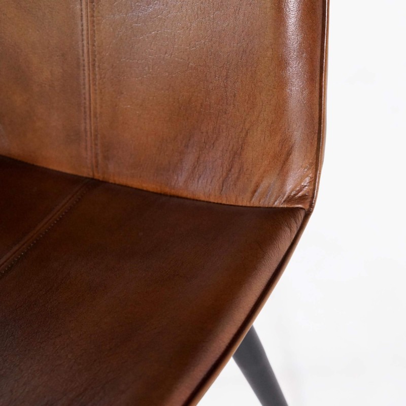 Chaise vintage en cuir marron - Dock