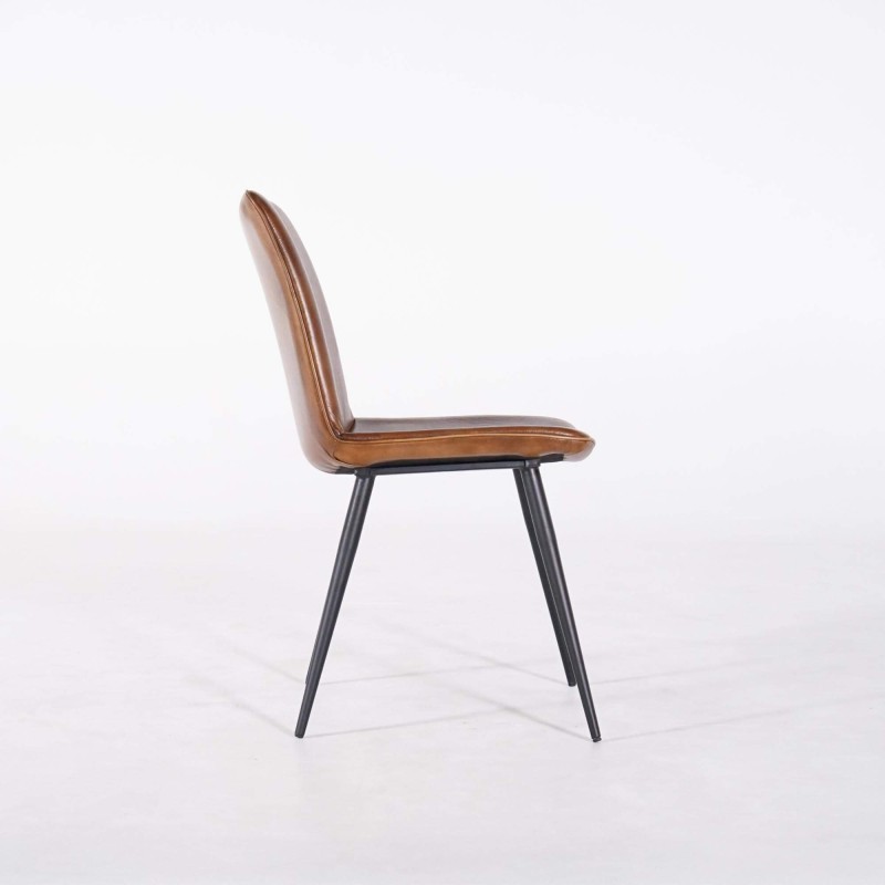 Chaise vintage en cuir marron - Dock